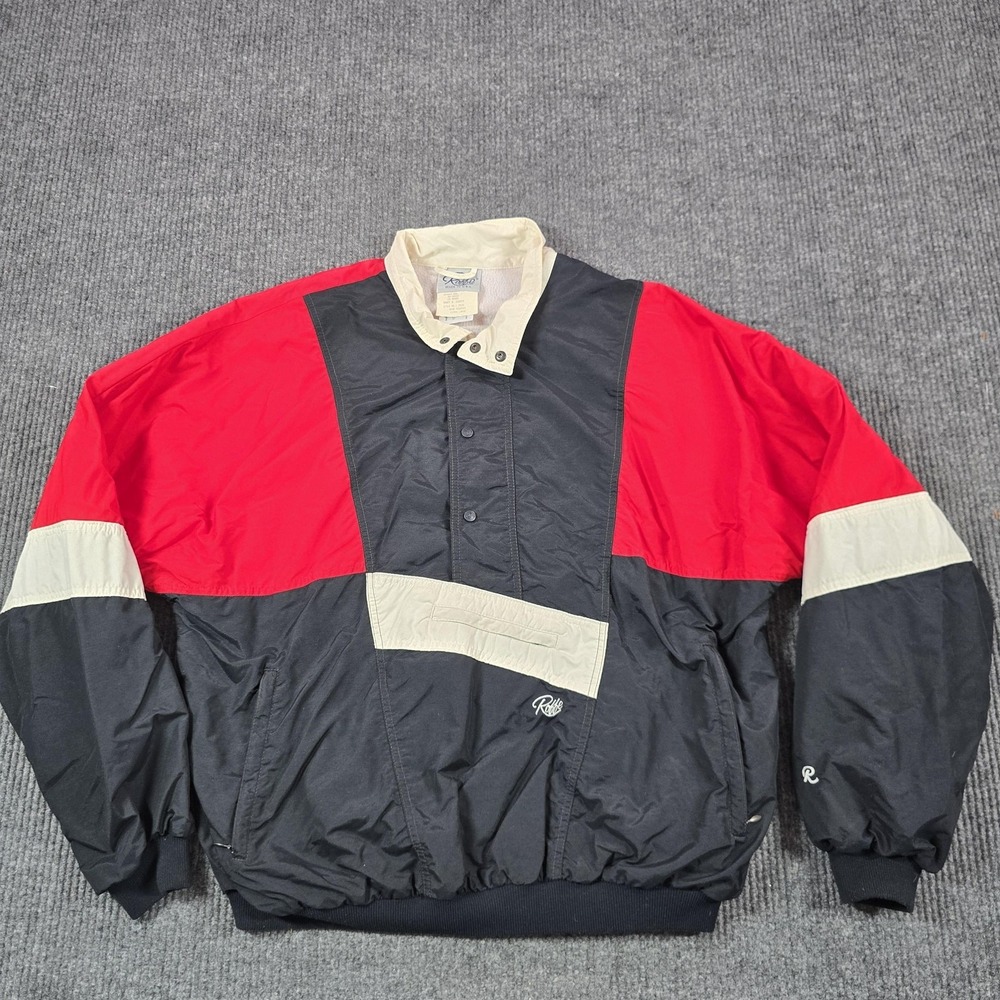 Vintage Roffe Jacket Mens XL‎ Black Red Windbreaker Lined Insulated Sunspot USA